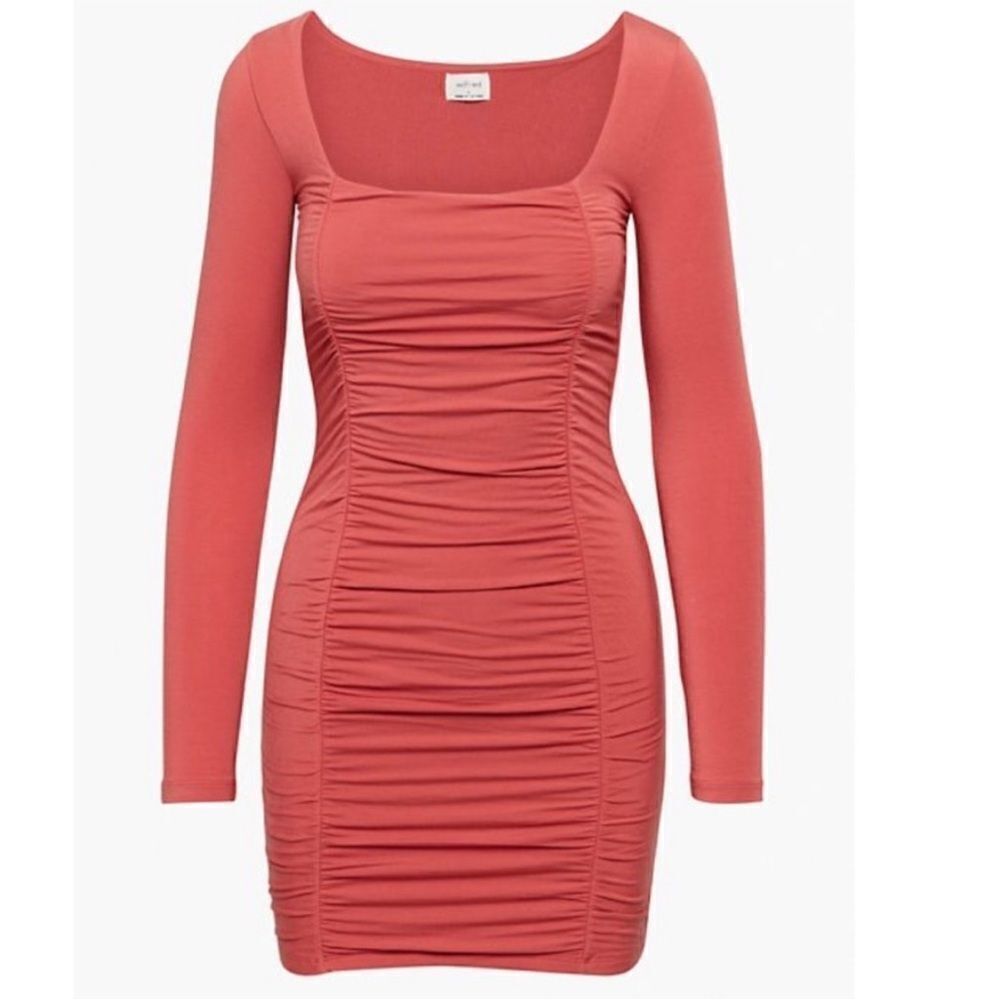 Wilfred Lydia Mini Dress Ruched Rosy Red Rouge Rose Size Small/P